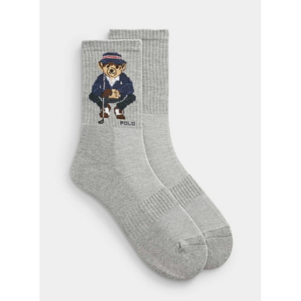 Polo Ralph Lauren Bear Golf Socks In Sweatshirt Grey Heather
